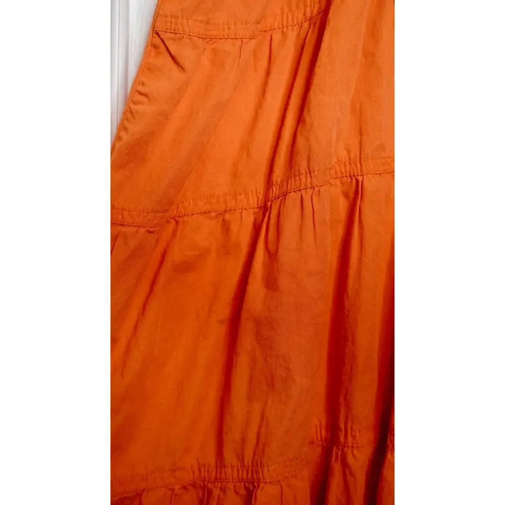 Derek Lam 10 Crosby Orange Midi Dress V-Neck Sleeveless Pull-On Sz M - Picture 6 of 11